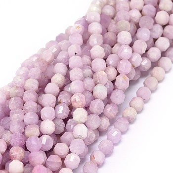 Natural Kunzite/Spodumene Beads Strands, Faceted, Bicone, Double Terminated Point Prism Beads, 5~6x6mm, Hole: 0.7mm, about 67pcs/strand, 15.35 inch(39cm)