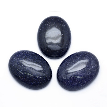 Synthetic Blue Goldstone Cabochons, Oval, 40x30x7.5~8mm
