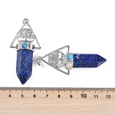 Dyed Natural Lapis Lazuli Faceted Pointed Bullet Big Pendants(G-H076-02P-011)-2