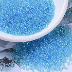 MIYUKI Round Rocailles Beads, Japanese Seed Beads, (RR260) Transparent Aqua AB, 11/0, 2x1.3mm, Hole: 0.8mm, about 1100pcs/bottle, 10g/bottle(SEED-JP0008-RR0260)