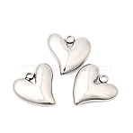 304 Stainless Steel Charms, Heart, Stainless Steel Color, 14x14x4.5mm, Hole: 1.6mm(STAS-P441-02P)