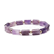 Natural Amethyst Column Beaded Stretch Bracelet, Gemstone Jewelry for Women, Inner Diameter: 2-1/8 inch(5.4cm)(BJEW-JB08596-04)