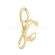 Rack Plating Brass Open Cuff Rings, Cadmium Free & Lead Free, Long-Lasting Plated, Bowknot, Real 18K Gold Plated, US Size 6 1/4(16.7mm)(RJEW-M168-07G)
