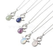 5Pcs 5 Style Natural & Synthetic Mixed Gemstone Angel Pendant Necklaces Set with 304 Stainless Steel Chains for Women, Stainless Steel Color, 17.72 inch(45cm), 1Pc/style(NJEW-JN04097)
