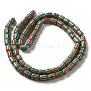 Handmade Nepalese Lampwork Beads, Chevron Beads, Column, Sea Green, 6~11x7~8mm, Hole: 1.8mm, about 62~72pcs/strand, 25.59~25.98''(65~66cm)(LAMP-B023-05A-04)