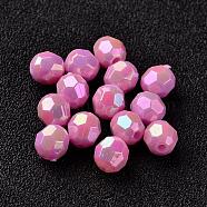 AB Color Plated Eco-Friendly Poly Styrene Acrylic Round Beads, Faceted, Orchid, 6mm, Hole: 1mm, about 5000pcs/500g(TACR-L004-6mm-57)
