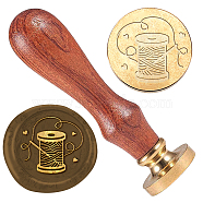 Wax Seal Stamp Set, 1Pc Golden Tone Sealing Wax Stamp Solid Brass Head, with 1Pc Wood Handle, for Envelopes Invitations, Gift Card, Coil, 83x22mm, Stamps: 25x14.5mm(AJEW-WH0208-1115)