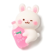 PVC Plastic Pendants, Animal Soda Doll, Rabbit, 50.5x37x21mm, Hole: 3.5mm(KY-U003-01B)