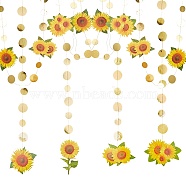 AHADEMAKER Paper Sunflower Garland, Hanging Streamer, for DIY Shimmer Wall Backdrop, Festive & Party Decoration, Mixed Color, 440~4000mm(HJEW-GA0001-17)