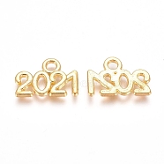 Alloy Pendants, Number 2021, Golden, 9.3x13.5x1mm, Hole: 1.8mm(PALLOY-WH0069-03G)