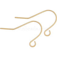 Brass Earring Hooks, Ear Wire, with Horizontal Loop, Real 18K Gold Plated, 13x20x0.7mm, Hole: 1.5mm, 21 Gauge, Pin: 0.7mm, 100pcs/set(KK-BC0005-09G)