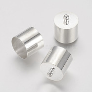 Brass Cord Ends, End Caps, Silver Color Plated, 16x14mm, Hole: 1mm, Inner Diameter: 13.5mm(KK-D219-16x14-S)