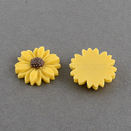 Flatback Hair & Costume Accessories Ornaments Scrapbook Embellishments Resin Flower Daisy Cabochons, Gold, 22x6mm(X-CRES-Q103-03)