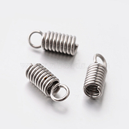201 Stainless Steel Coil Cord Ends, Stainless Steel Color, 10x4mm, Hole: 2.5mm(STAS-E077-01)