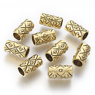 Tibetan Style Alloy Beads, Tube, Antique Golden, Lead Free & Cadmium Free, 17x10mm, Hole: 7mm(X-GLF9336Y)