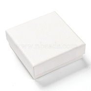 Cardboard Ring Boxes, with Sponge Inside, for Jewelry Display Rings, Small Watches, Necklaces, Earrings, Bracelet Gift Packaging Box, Square, White, 7x7x2.6cm(CON-P008-D01-01)
