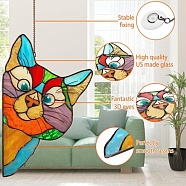Stained Acrylic Window Hanger Panel, for Suncatcher Window Hanging Decoration, Cat Shape, 365mm(STGL-PW0001-16A)