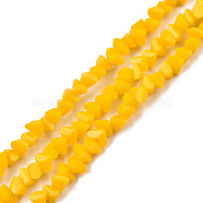 Opaque Solid Color Glass Beads Strands, Faceted Triangle, Gold, 3x2x2mm, Hole: 0.8mm, about 150~152pcs/strand, 10.43 inch~11.42 inch(26.5~29cm)(GLAA-N052-01-A04)