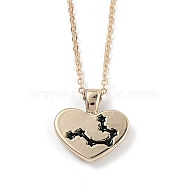 Golden Plated Heart with Constellation/Zodiac Sign Alloy Enamel Pendant Necklaces, Black, Gemini, 17.2~17.63 inch(43.7~44.8cm)(NJEW-H214-A01-G)