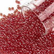 TOHO Round Seed Beads, Japanese Seed Beads, (109) Transparent Tropical Sunset-Lined Crystal Clear, 11/0, 2.2mm, Hole: 0.8mm, about 1103pcs/10g(X-SEED-TR11-0109)