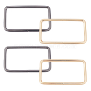 4 Pcs 2 Colors Iron Bag Handles, for Handmade Bag Handbags Purse Handles Replacement, Rectangle, Gunmetal & Golden, 64x114x6mm, Inner Diameter: 52x101mm, 2pcs/color(FIND-CA0001-86)