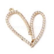 Eco-Friendly Rack Plating Brass Micro Pave Cubic Zirconia Pendants, Long-Lasting Plated, Lead Free & Cadmium Free, Heart, Real 18K Gold Plated, 26.5x21.5x2.5mm, Hole: 1.2mm(KK-F835-05G)
