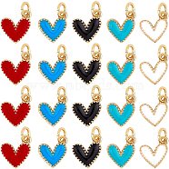 Enamel Charms, with Brass Loop, Heart, Golden, Mixed Color, 9x7x2.5mm, Hole: 2.5mm, 10pcs/box(KK-NB0002-19)