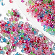 12/0 Glass Seed Beads, Transparent Inside Colours, Round Hole, Round, Mixed Color, 12/0, 2~2.5x1.5~2.5mm, Hole: 0.7mm, about 44000pcs/bag, about 450g/bag(SEED-R051-01B)