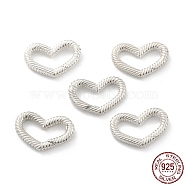 925 Sterling Silver Spring Gate Rings, Grooved Heart, Silver, 16x11x2.2mm(STER-Z001-107S)