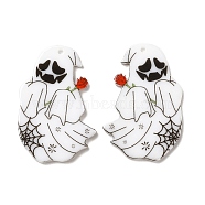 Ghost Opaque Double-sided Printed Acrylic Pendants, for Halloween, White, 39x26x2mm, Hole: 1.5mm(SACR-F009-02A)