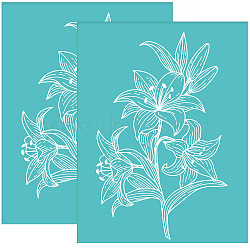 Self-Adhesive Silk Screen Printing Stencil, for Painting on Wood, DIY Decoration T-Shirt Fabric, Turquoise, Flower Pattern, 220x280mm(DIY-WH0338-052)