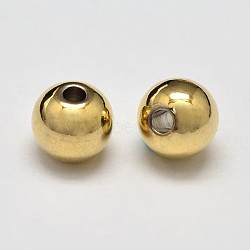 Rack Plating and PVD Vacuum Plating Brass Round Spacer Beads, Real 18K Gold Plated, 4mm, Hole: 1.5mm(X-KK-I601-4mm-G-RS)