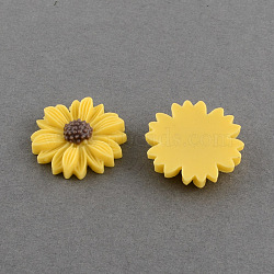 Flatback Hair & Costume Accessories Ornaments Scrapbook Embellishments Resin Flower Daisy Cabochons, Gold, 22x6mm(X-CRES-Q103-03)