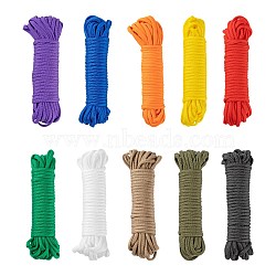 100M 10 Colors 7 Inner Cores Polyester & Spandex Cord Ropes, Solid Color, for Rope Bracelets Making, Mixed Color, 4~5mm, 10m/color(RCP-LS0001-01B)
