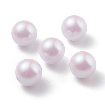 POM Plastic Beads, Imitation Pearl, Center Drilled, Round, Lavender, 9.5~10mm, Hole: 1.2mm