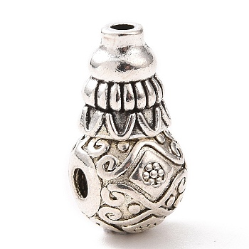 Tibetan Style Alloy 3 Hole Guru Beads, T-Drilled Beads, Gourd, Antique Silver, 8x7mm, Hole: 5mm and 1.8mm