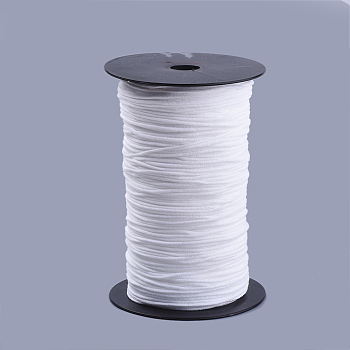 Round Nylon Elastic Band for Mouth Cover Ear Loop, Mouth Cover Elastic Cord, DIY Disposable Mouth Cover Material, with Spool, White, 2mm, about 385m/500g(421yards/500g)(1263feet/500g), 2rolls/500g