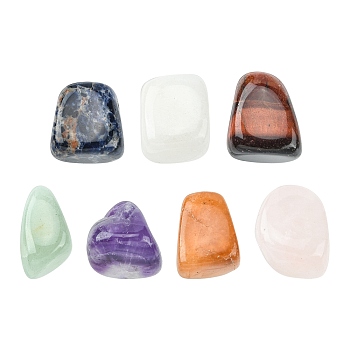 7Pcs 7 Styles Natural Mixed Gemstone Beads, Healing Stones, for 7 Chakras Balancing, Crystal Therapy, Meditation, Reiki, Tumbled Stone, Vase Filler Gems, No Hole/Undrilled, Nuggets, 20~35x13~23x8~22mm, 1pc/style