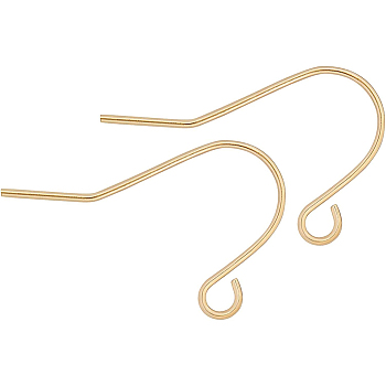 Brass Earring Hooks, Ear Wire, with Horizontal Loop, Real 18K Gold Plated, 13x20x0.7mm, Hole: 1.5mm, 21 Gauge, Pin: 0.7mm, 100pcs/set