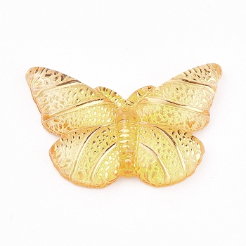 Resin Pendants, Butterfly, Yellow, 15x23x3mm, Hole: 1mm