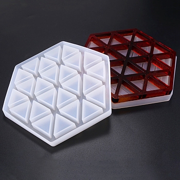 Silicone Cup Mat Molds, Resin Casting Molds, For UV Resin, Epoxy Resin Jewelry Making, Hexagon, White, 16x14x1.2cm, Inner Size: 2.8cm