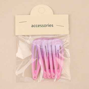 5Pcs Alloy Snap Hair Clips for Girl, Hair Accessories, Hot Pink, 50mm