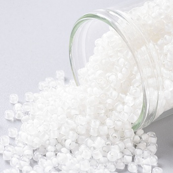 TOHO Round Seed Beads, Japanese Seed Beads, (981F) White Lined Crystal Matte, 11/0, 2.2mm, Hole: 0.8mm, about 3000pcs/10g