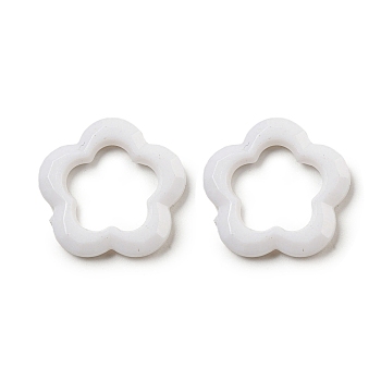 Opaque Acrylic Linking Rings, Flower, White, 24.5x25x4mm, Inner Diameter: 14x15.5mm, about 505pcs/500g