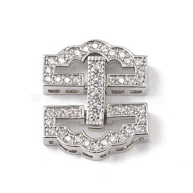 Platinum Clear Brass+Cubic Zirconia Watch Band Clasps