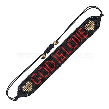 Word GOD IS LOVE Loom Pattern MIYUKI Seed Beads Bracelets for Women(BJEW-C011-37B)-2