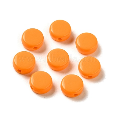 Dark Orange Flat Round Acrylic Beads