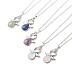 5Pcs 5 Style Natural & Synthetic Mixed Gemstone Angel Pendant Necklaces Set with 304 Stainless Steel Chains for Women(NJEW-JN04097)-1
