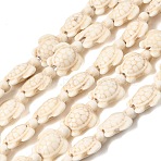 Synthetic Turquoise Beads Strands, Turtle, Dyed, Creamy White, 14x11x5.5mm, Hole: 1.5mm, about 28pcs/strand, 14.88''(37.8cm)(G-E456-35E-11x14mm-01)