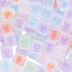 110Pcs Transparent Acrylic Beads, Bead in Beads, Frosted, Cube, Mixed Color, 12x12x12mm, Hole: 2.5mm(OACR-PA0001-94)